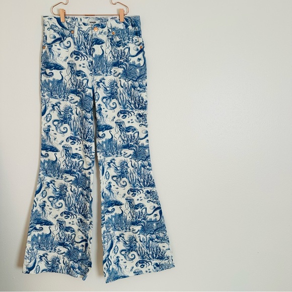 New Wrangler Wanderer 622 Printed High-Rise Jeans by Free People nautical print - Picture 5 of 11